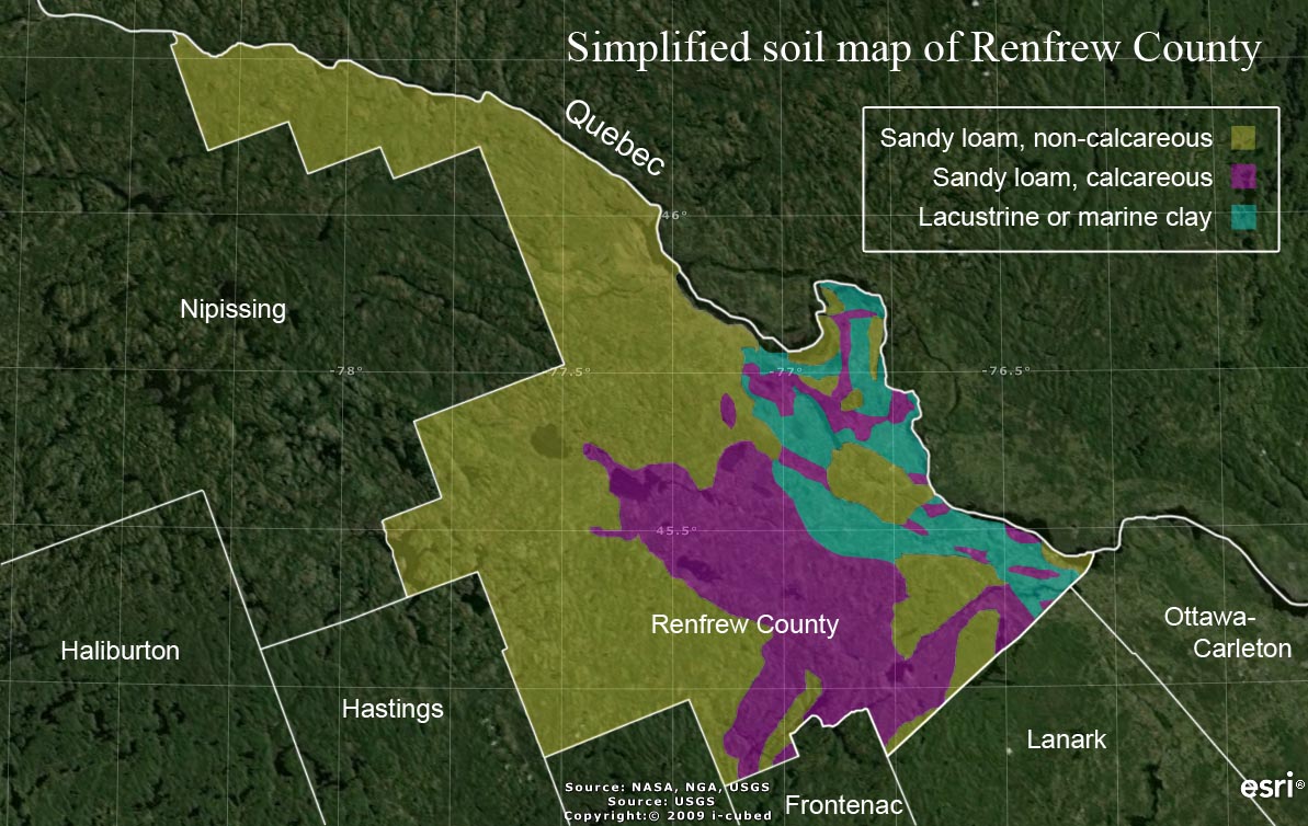 A simplified soil map of Renfrew County